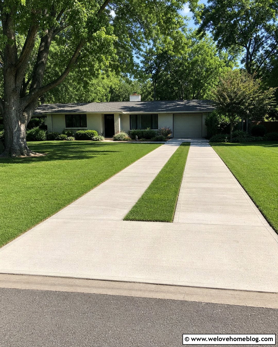 Concrete Driveway Strips With Grass Center - 20 Driveway Strip Ideas