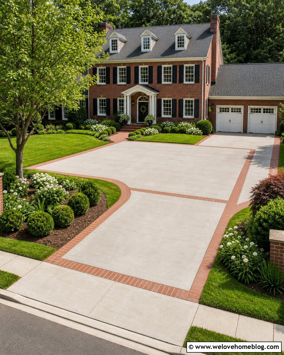 Concrete Driveway Turnaround With Brick Border - 30 Driveway Turnaround Ideas