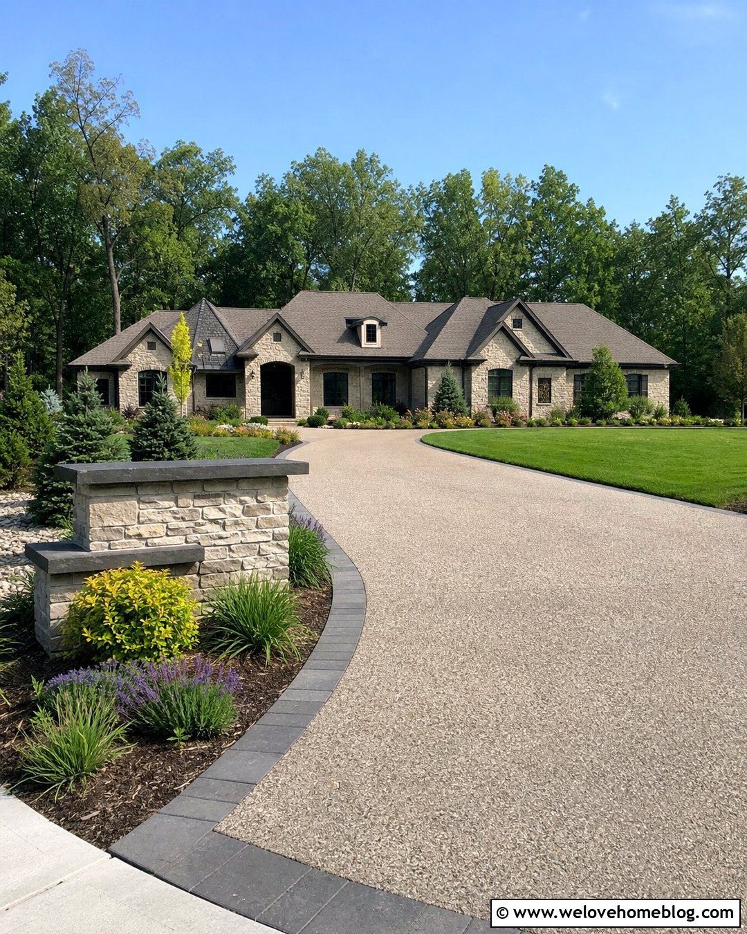 Concrete Driveway With Address Sign