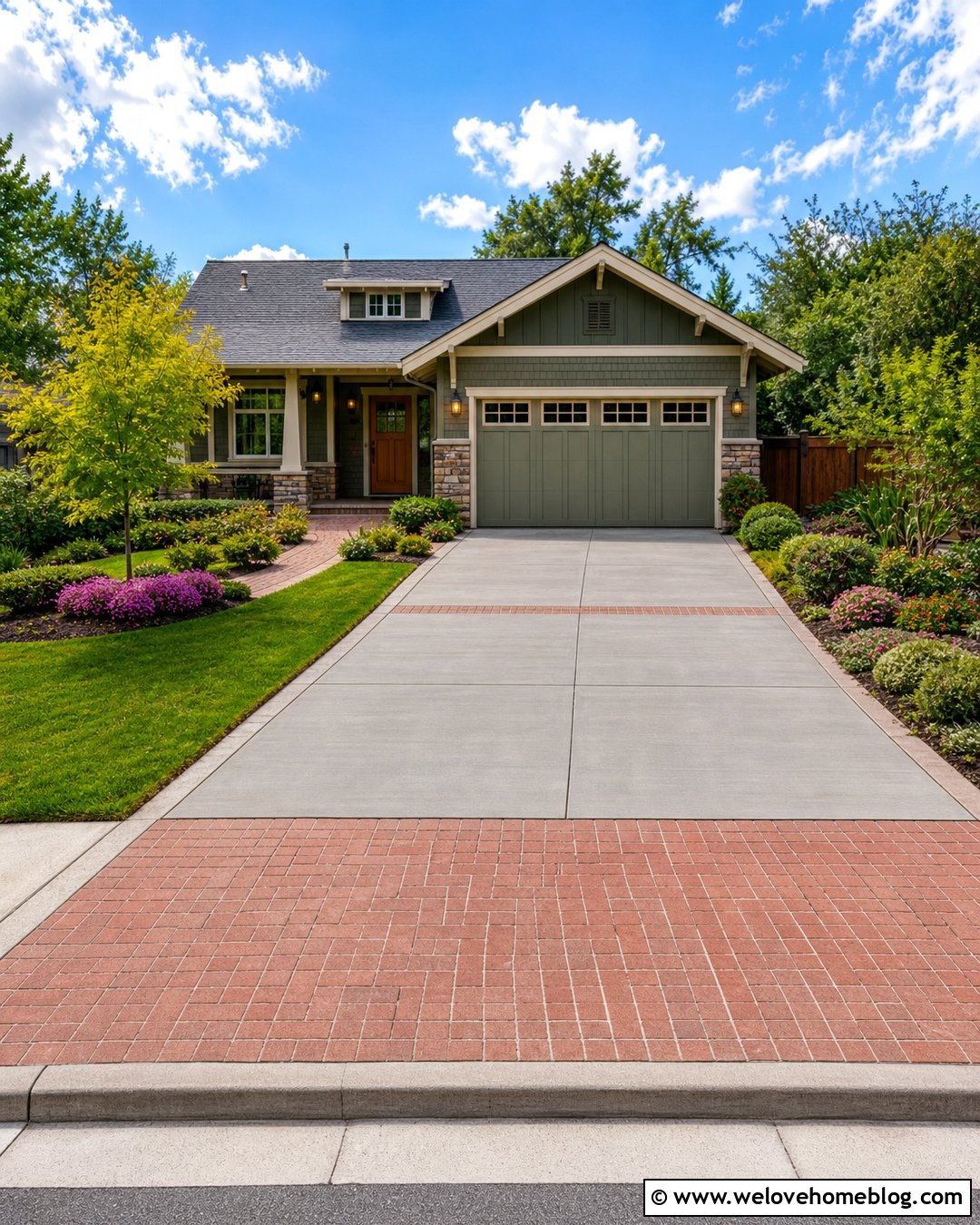 Concrete Driveway With Brick Apron - 40 driveway paving ideas