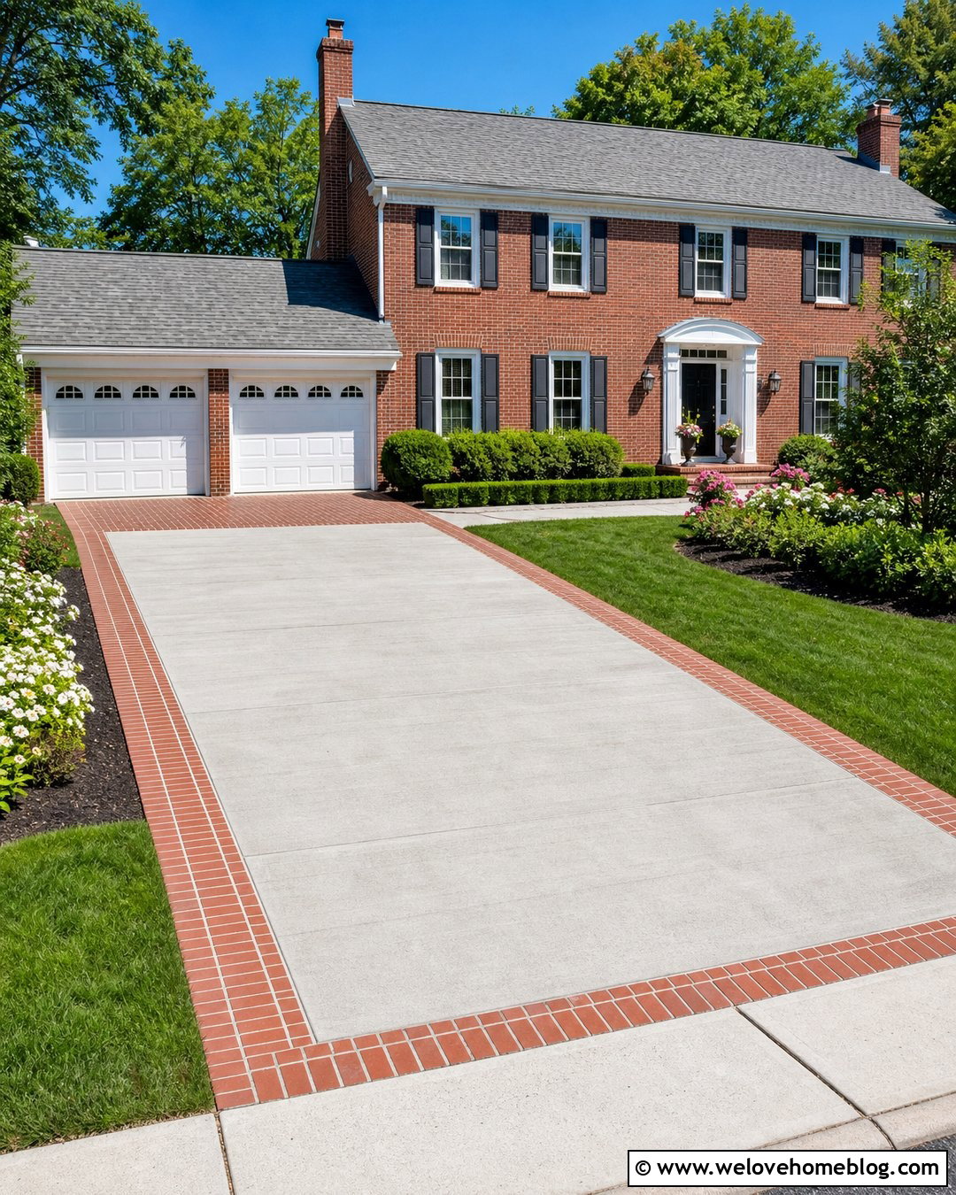 Concrete Driveway With Brick Border