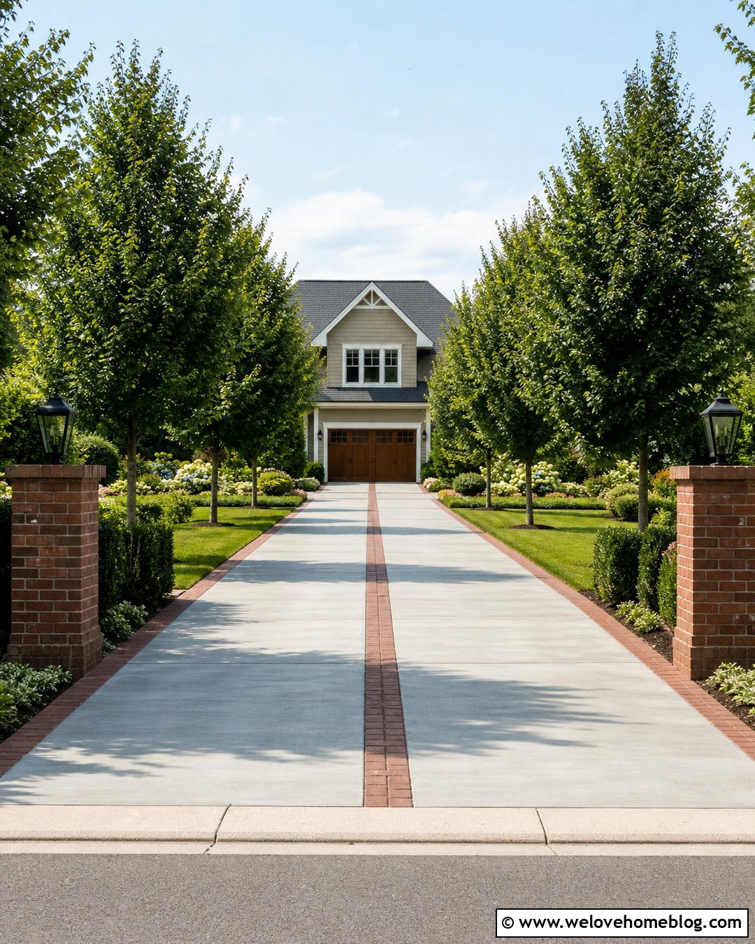 Concrete Driveway With Brick Center Strip - 25 Brick And Concrete Driveway Ideas