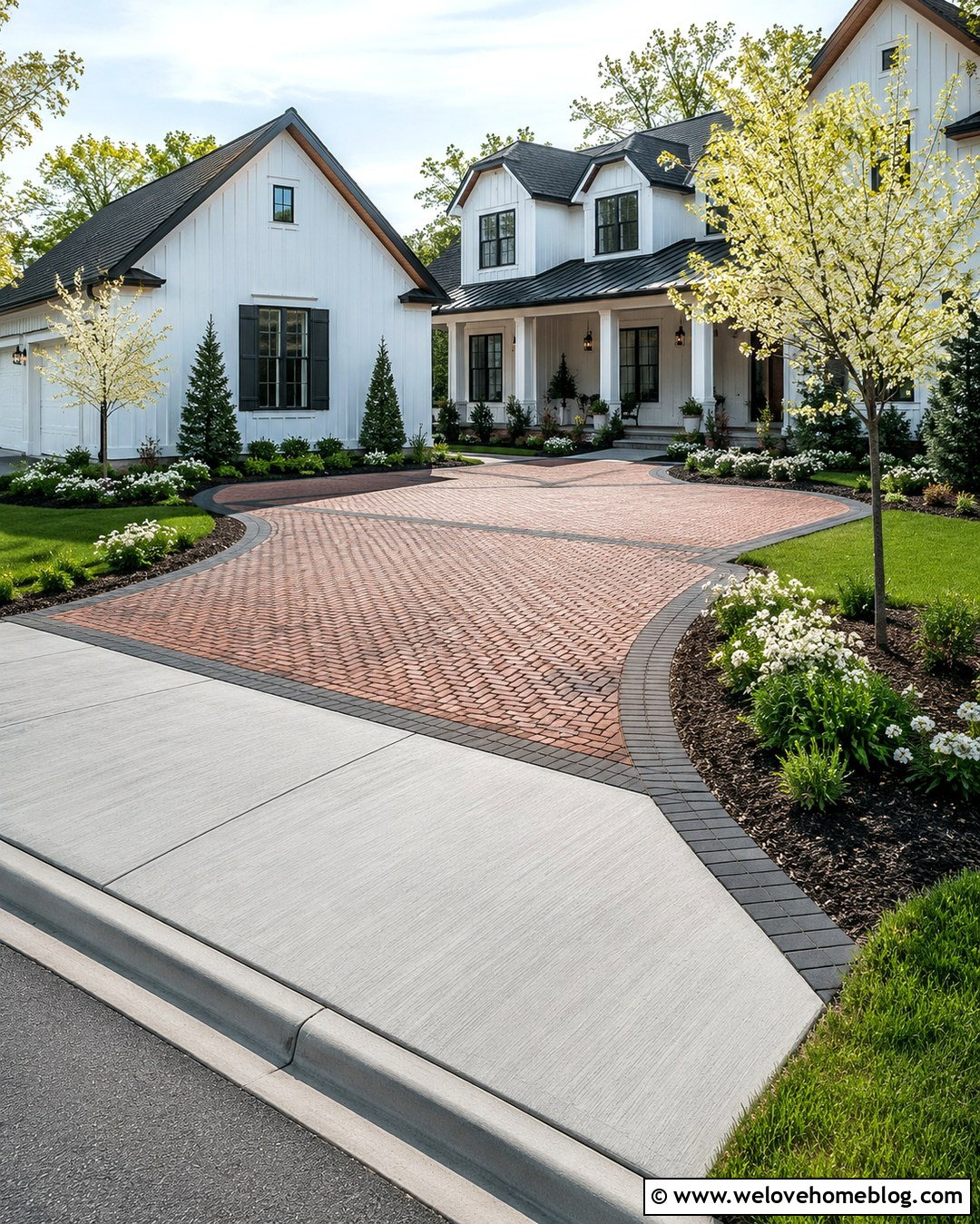 Concrete Driveway With Brick Parking Court - 20 concrete and brick driveway ideas