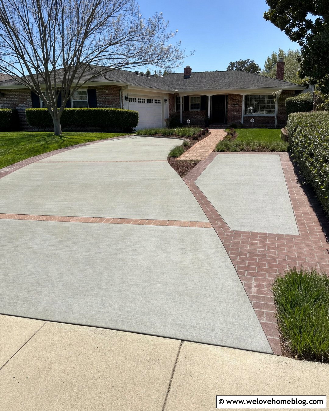 Concrete Driveway With Brick Parking Pad - 25 Brick And Concrete Driveway Ideas