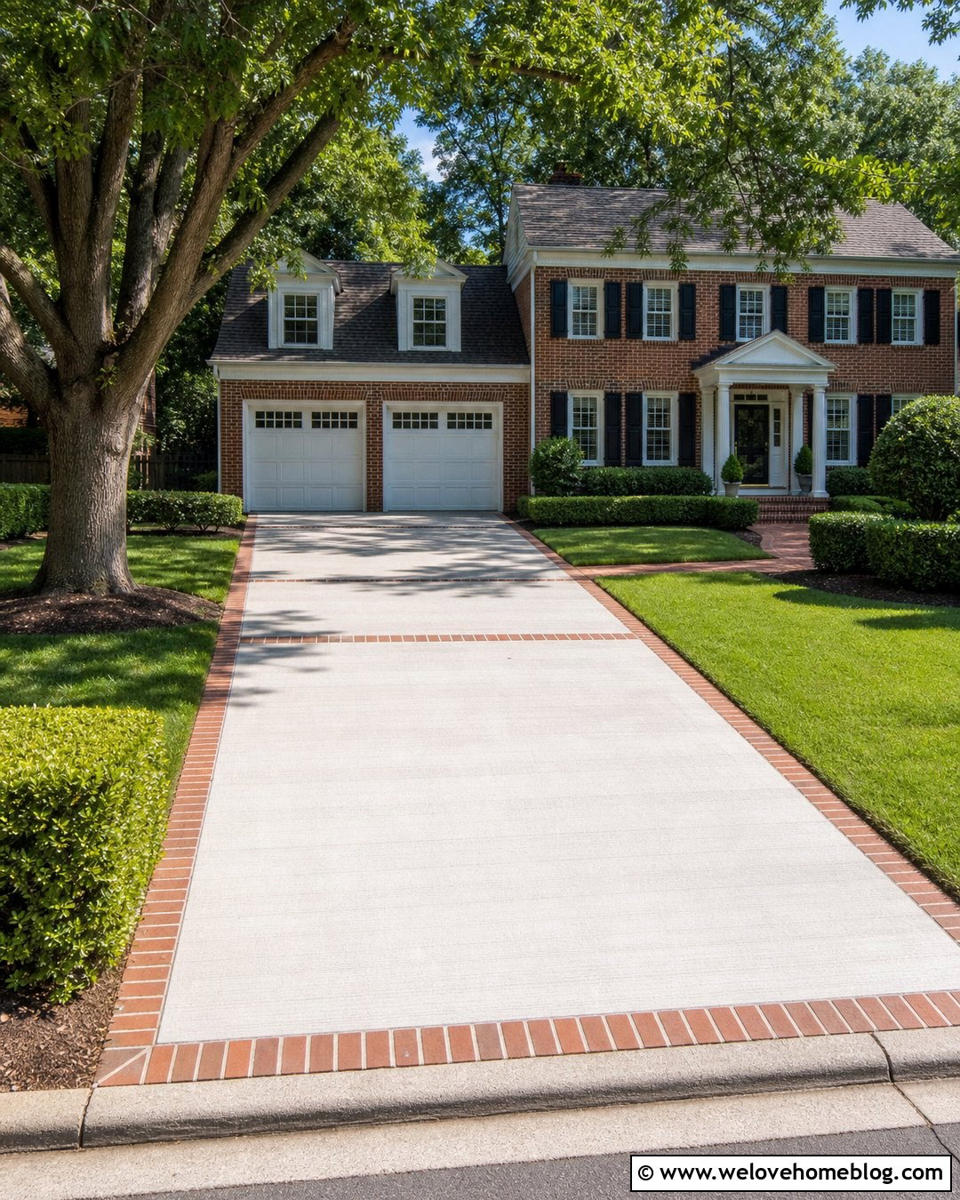 Concrete Driveway With Brick Paver Border - 20 Concrete Driveway With Paver Inlay Ideas