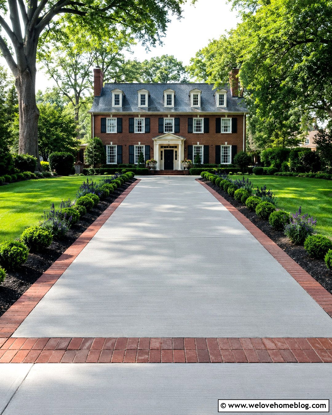 Concrete Driveway With Brick Pavers On Sides