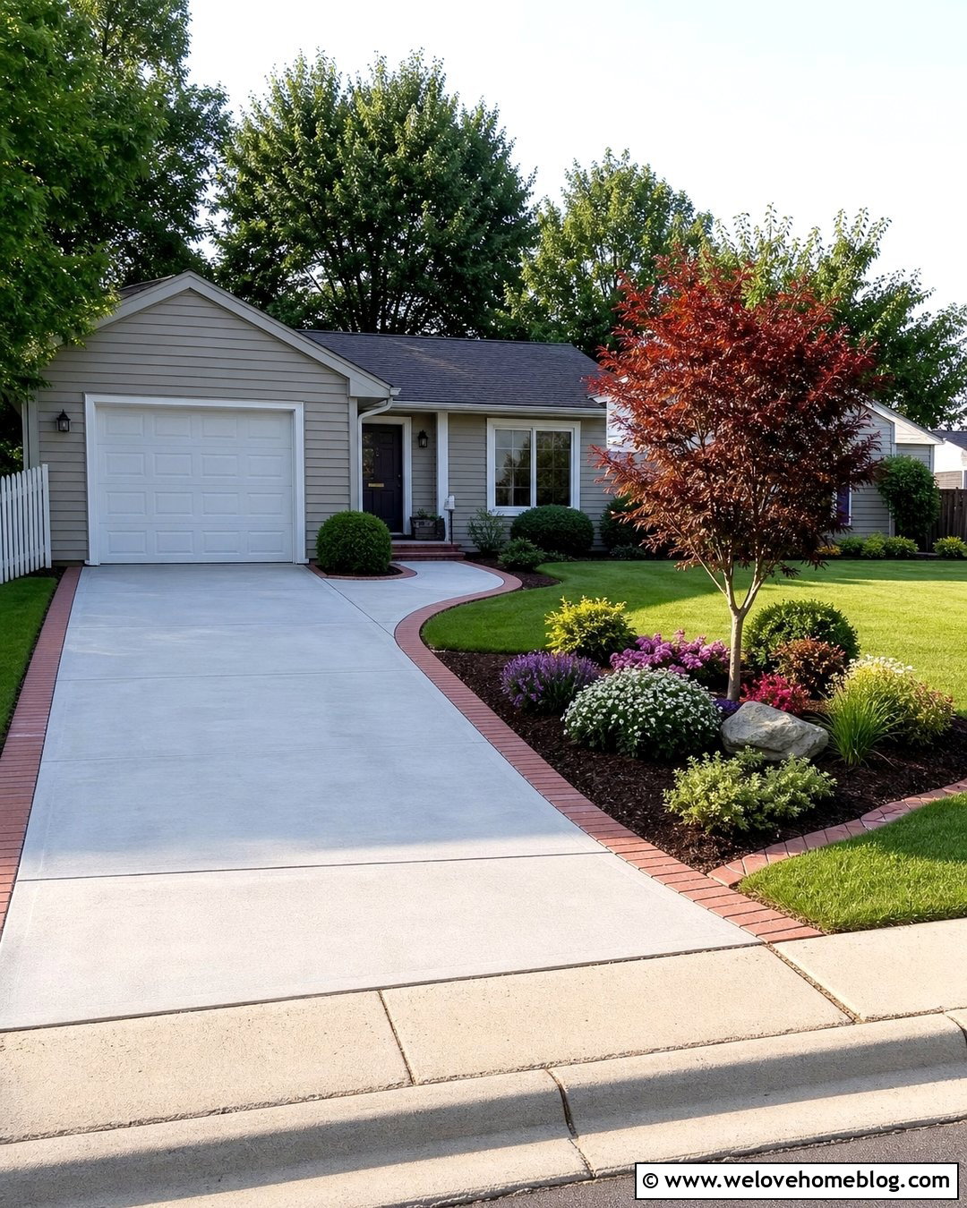 Concrete Driveway With Budget Landscaping - 40 Front Driveway Landscaping Ideas