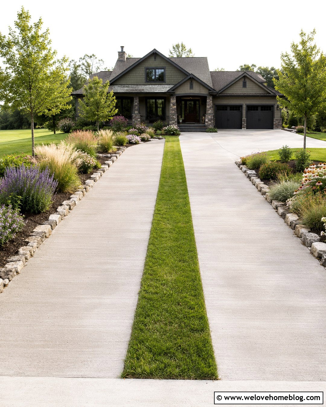 Concrete Driveway With Center Grass Strip - 20 concrete driveway with grass inlay ideas