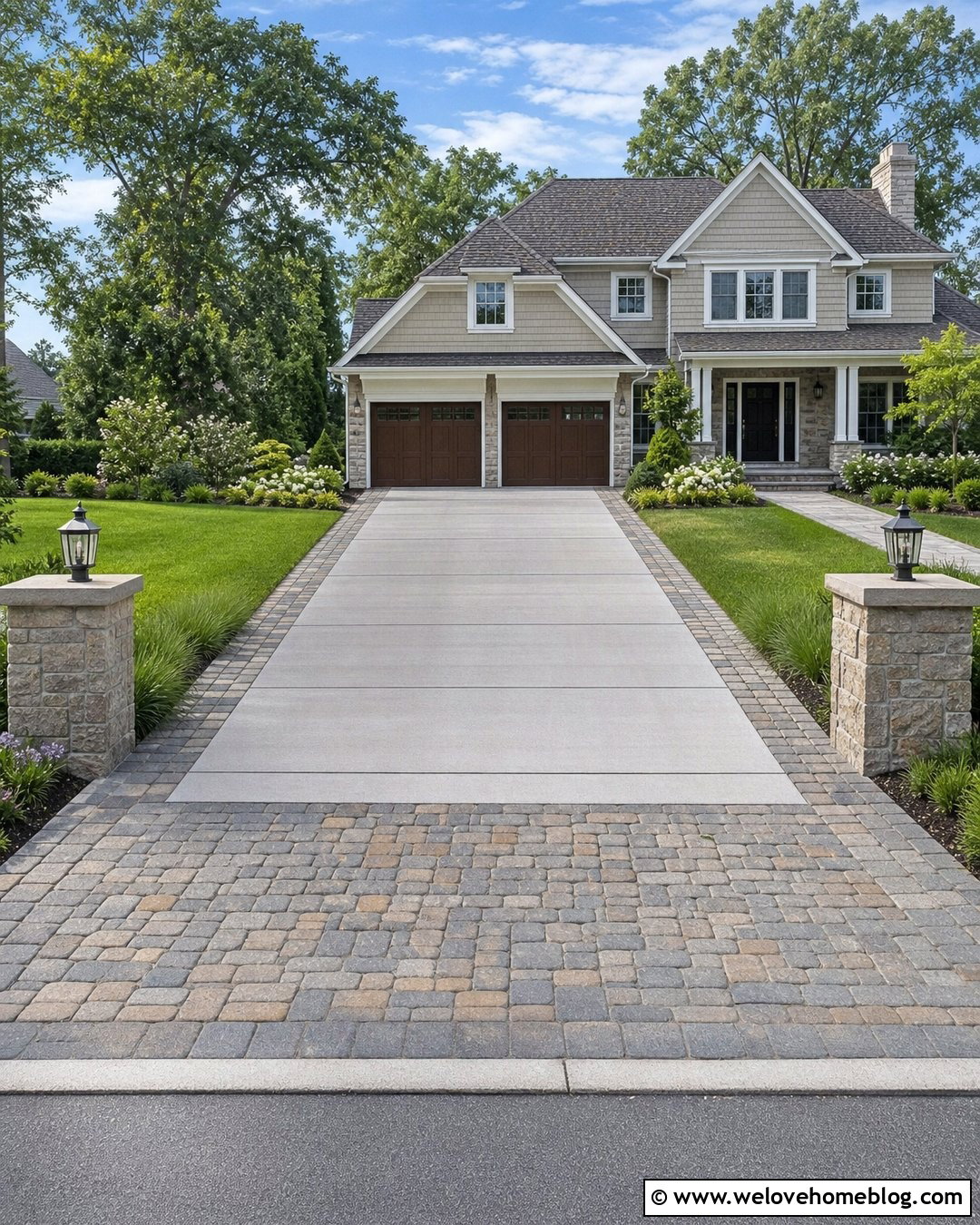 Concrete Driveway With Cobblestone Apron - 20 concrete driveway in front of house ideas