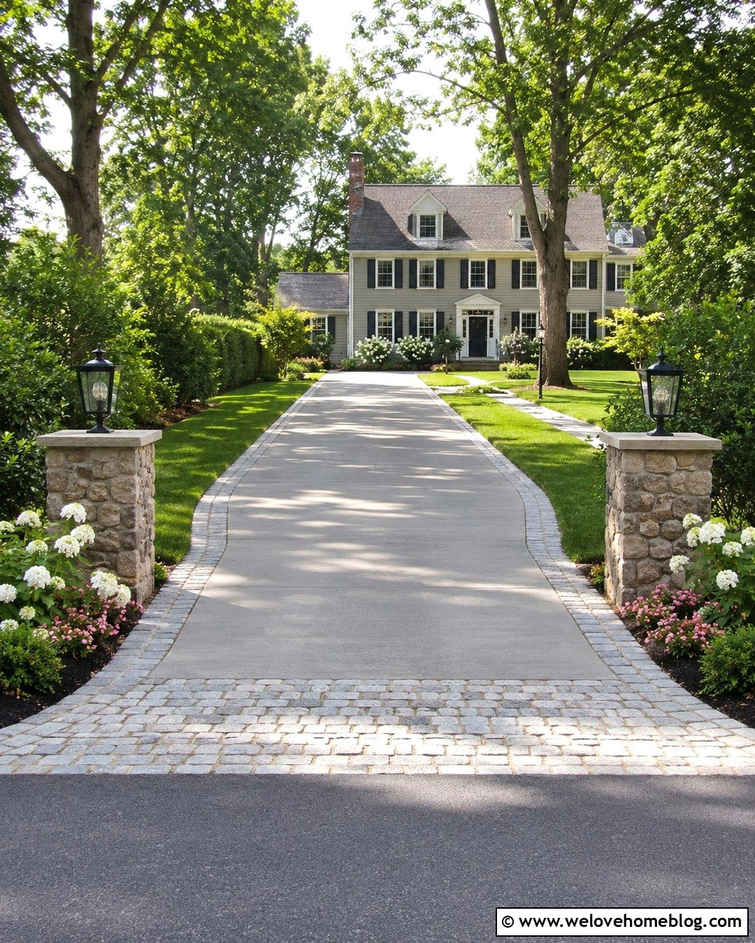Concrete Driveway With Cobblestone Apron - 20 Extended Driveway Concrete Ideas