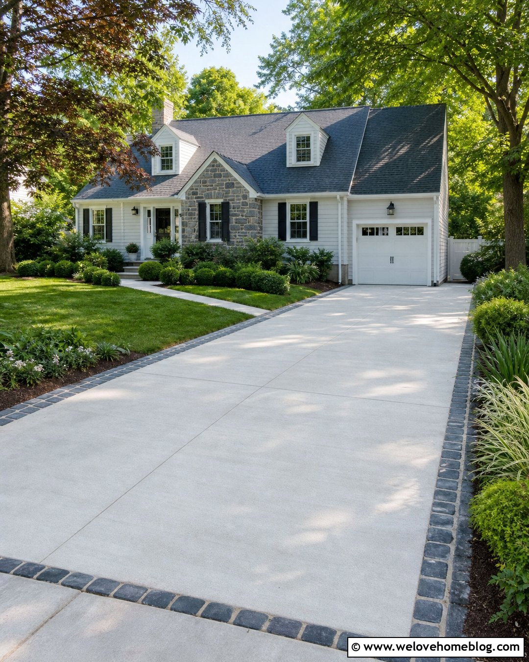Concrete Driveway With Cobblestone Border - 20 Concrete Cobblestone Driveway Ideas