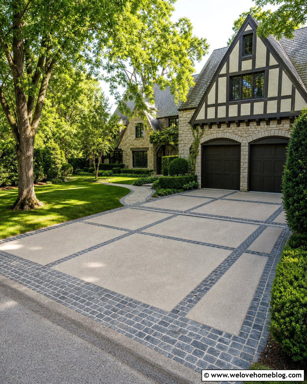 Concrete Driveway With Cobblestone Grid - 20 concrete driveway plans ideas