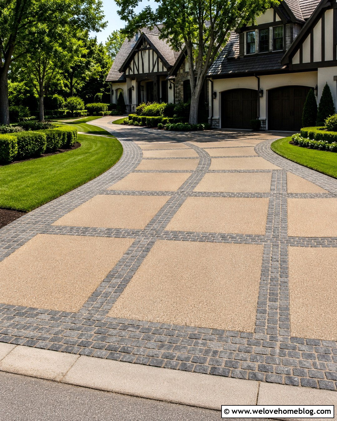 Concrete Driveway With Cobblestone Grid - 20 concrete driveway construction site ideas