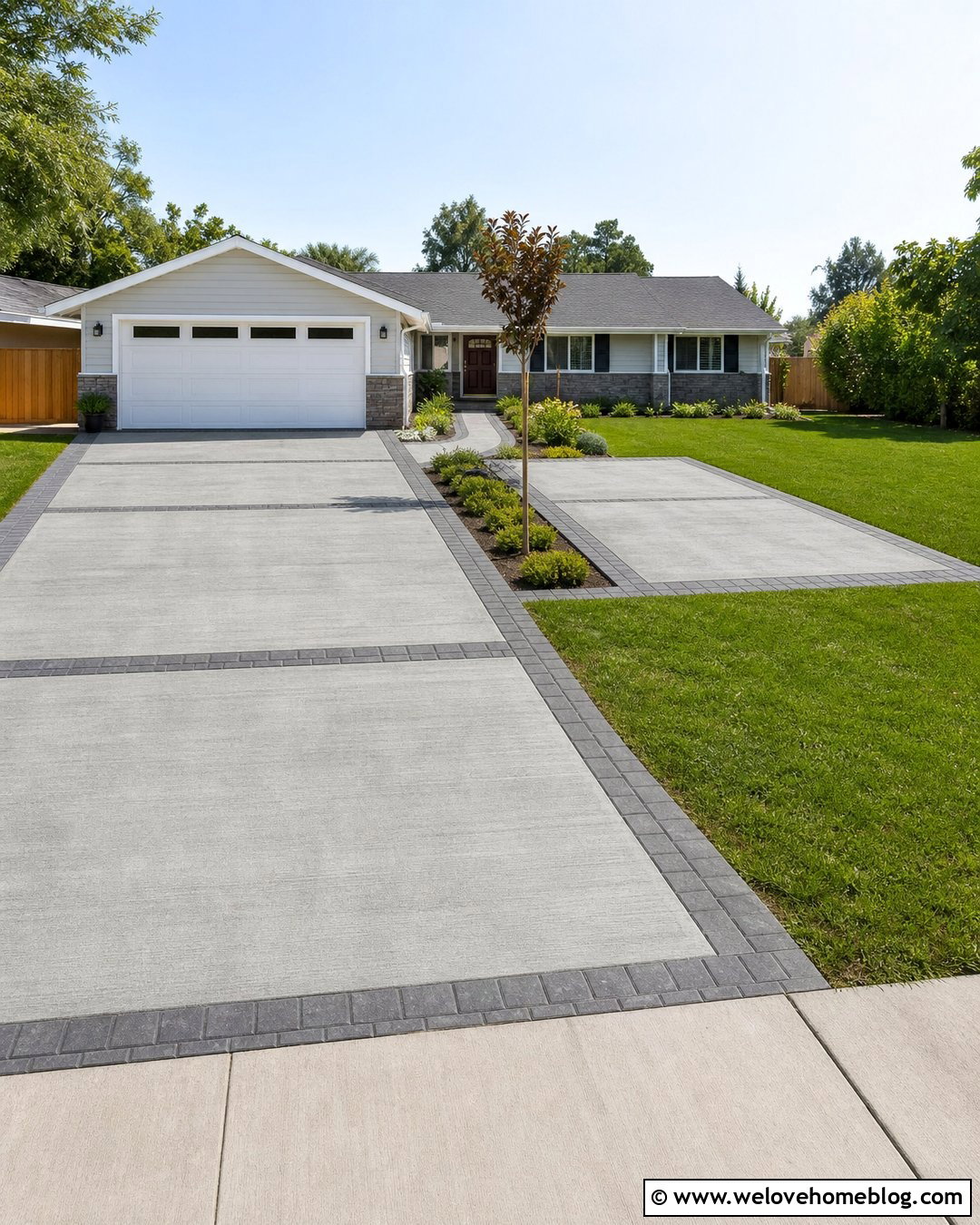 Concrete Driveway With Concrete Parking Pad - 20 concrete driveway in front of house ideas