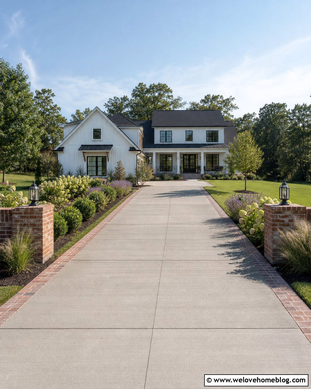 Concrete Driveway With Farmhouse Landscaping - 20 concrete driveway in front of house ideas