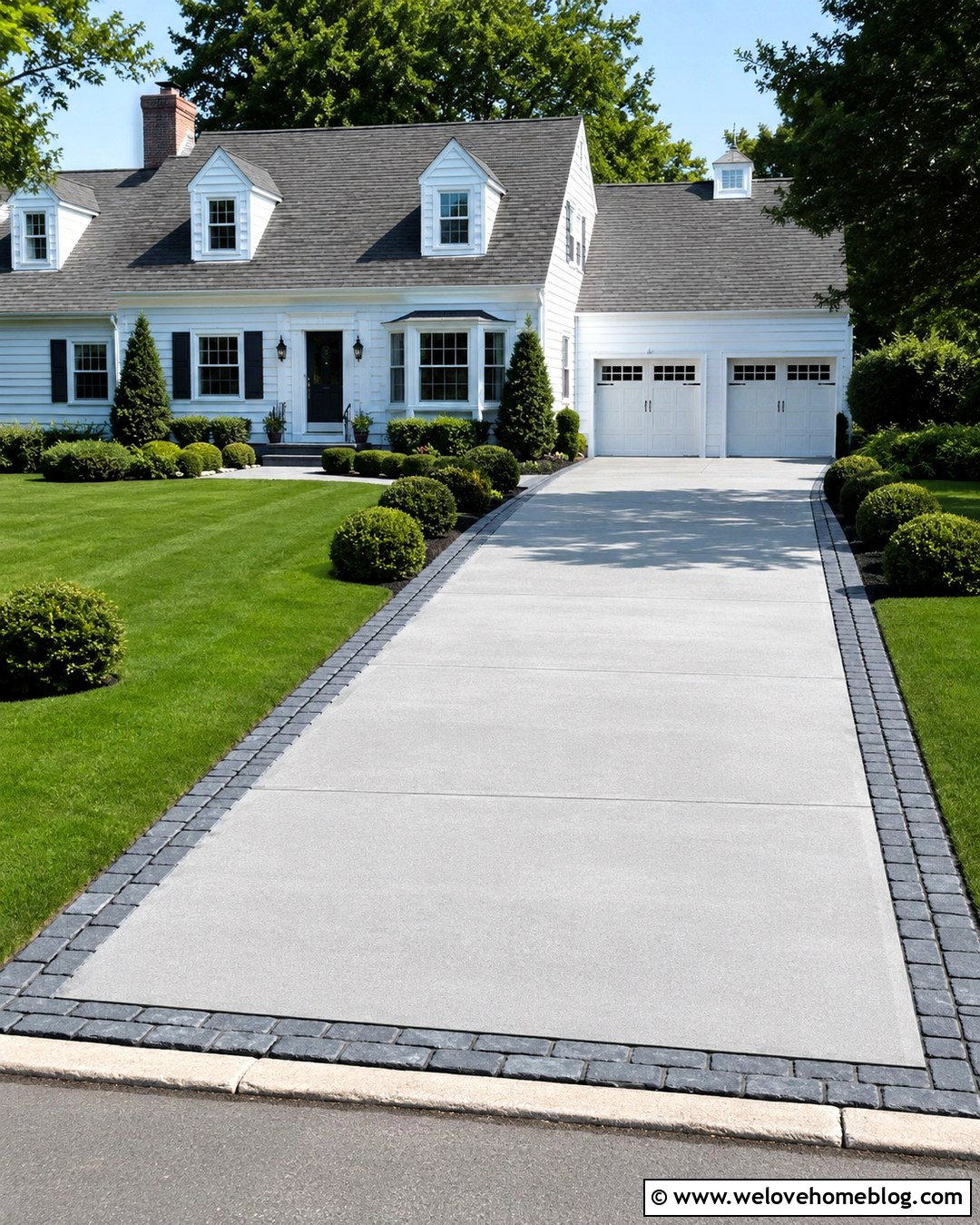 Concrete Driveway With Granite Block Edging - 20 Driveway Stone Edging Ideas