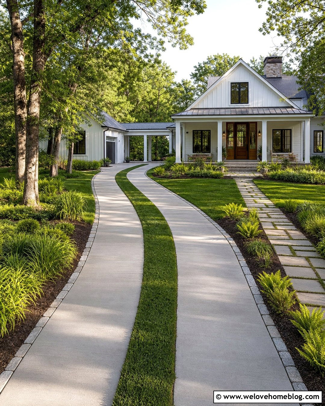 Concrete Driveway With Grass And Stone Edging - 20 concrete driveway with grass in between ideas