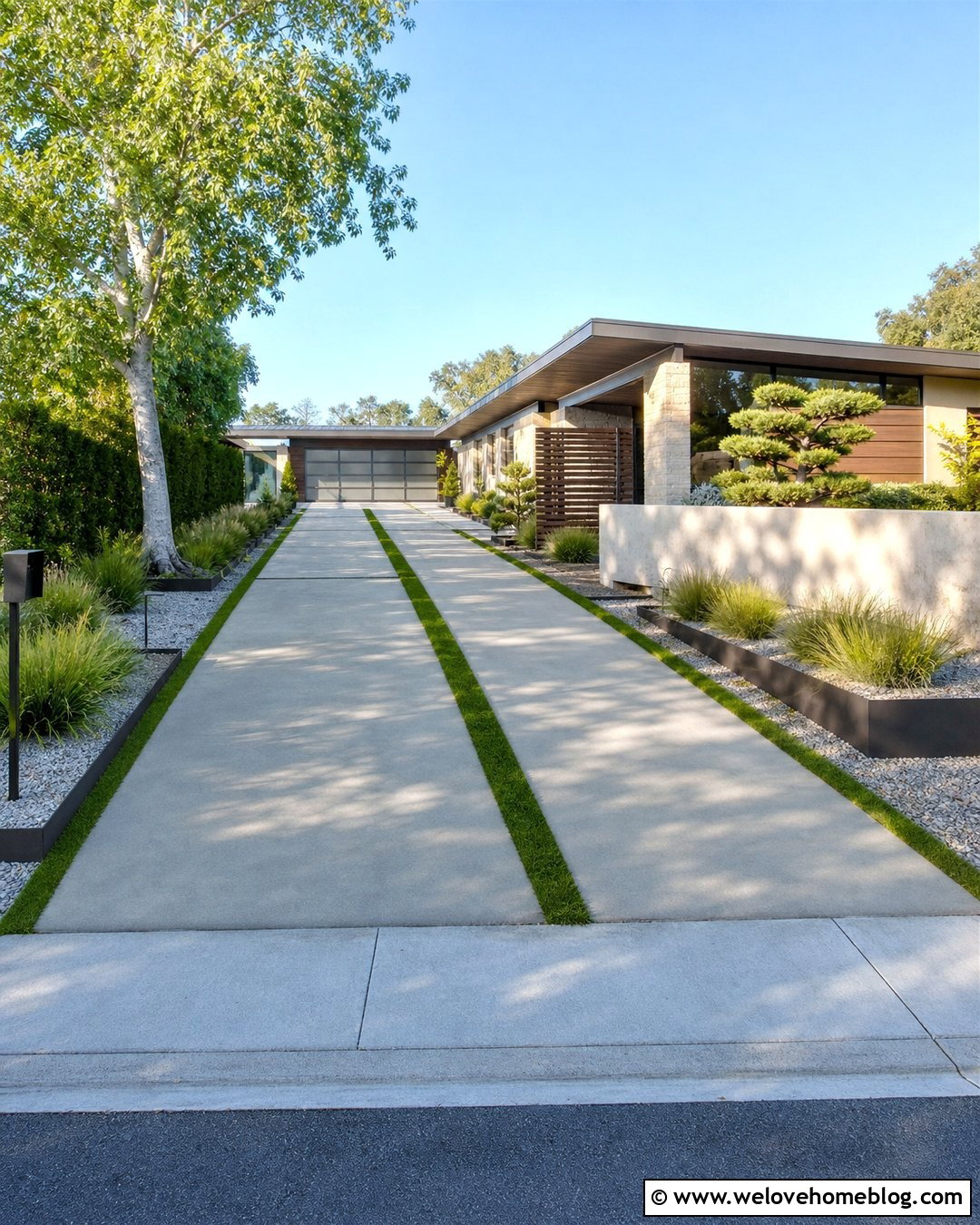 Concrete Driveway With Grass Strip Entrance - 25 driveway entrance ideas