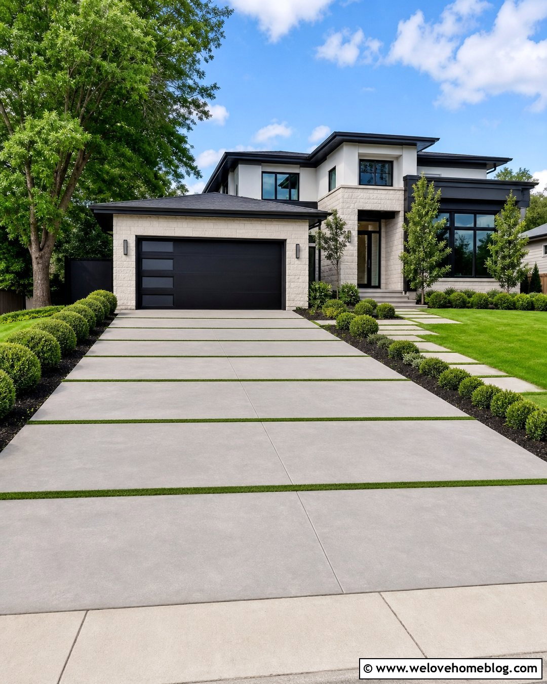 Concrete Driveway With Grass Strips - 45 modern driveway ideas