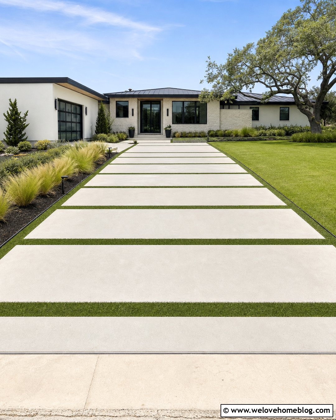 Concrete Driveway With Grass Strips - 20 large driveway design ideas