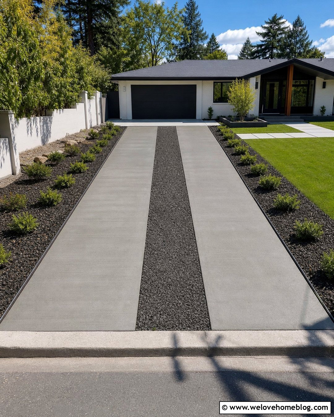 Concrete Driveway With Gravel Center Strip - 35 cheap driveway ideas