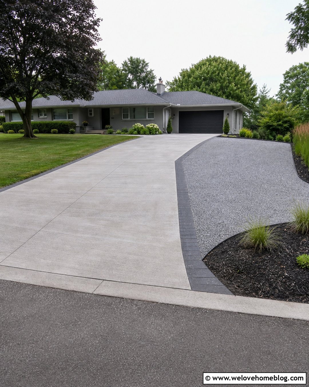 Concrete Driveway With Gravel Parking Extension - 40 driveway on a budget ideas