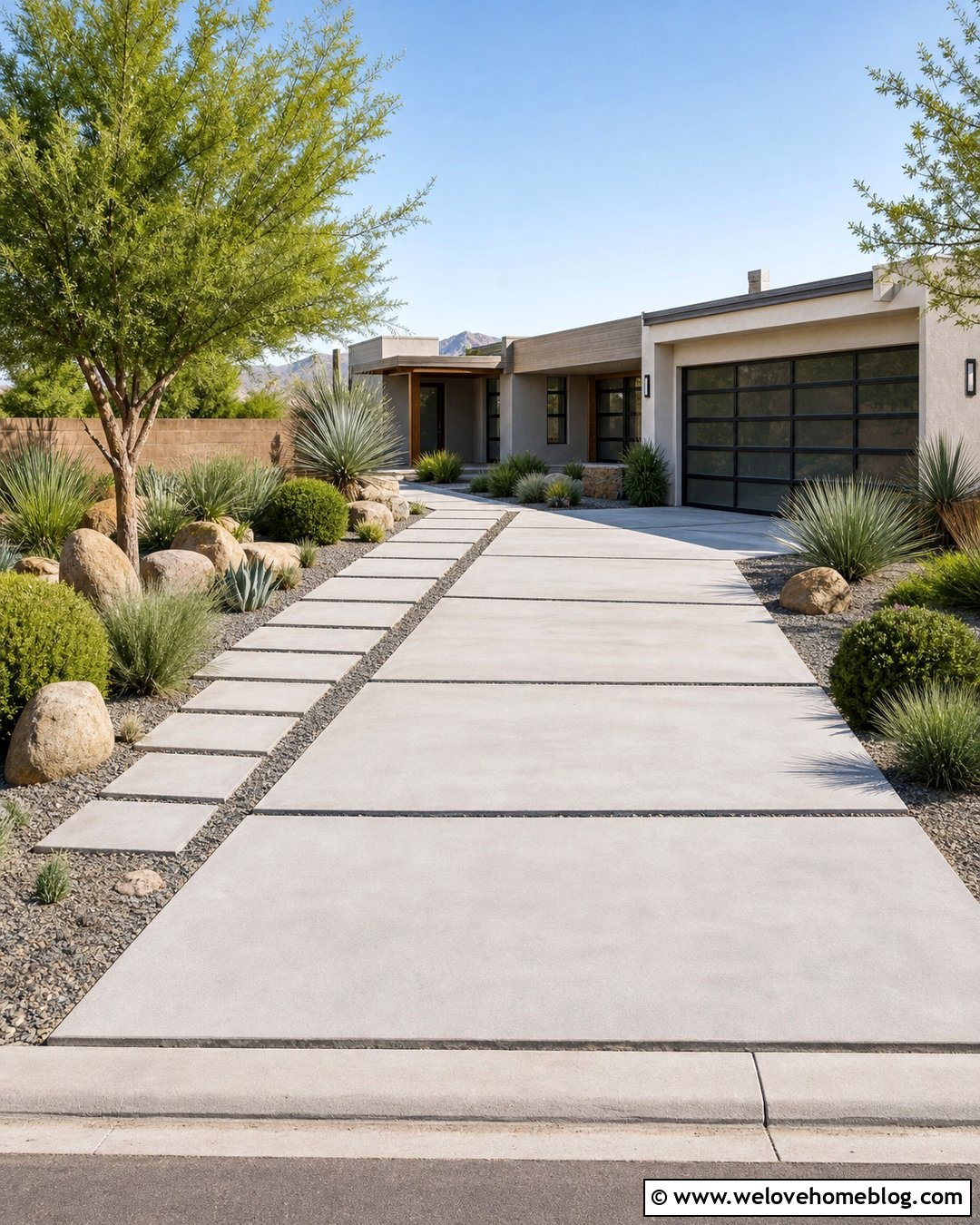 Concrete Driveway With Gravel Strips - 25 Driveways Concrete Ideas