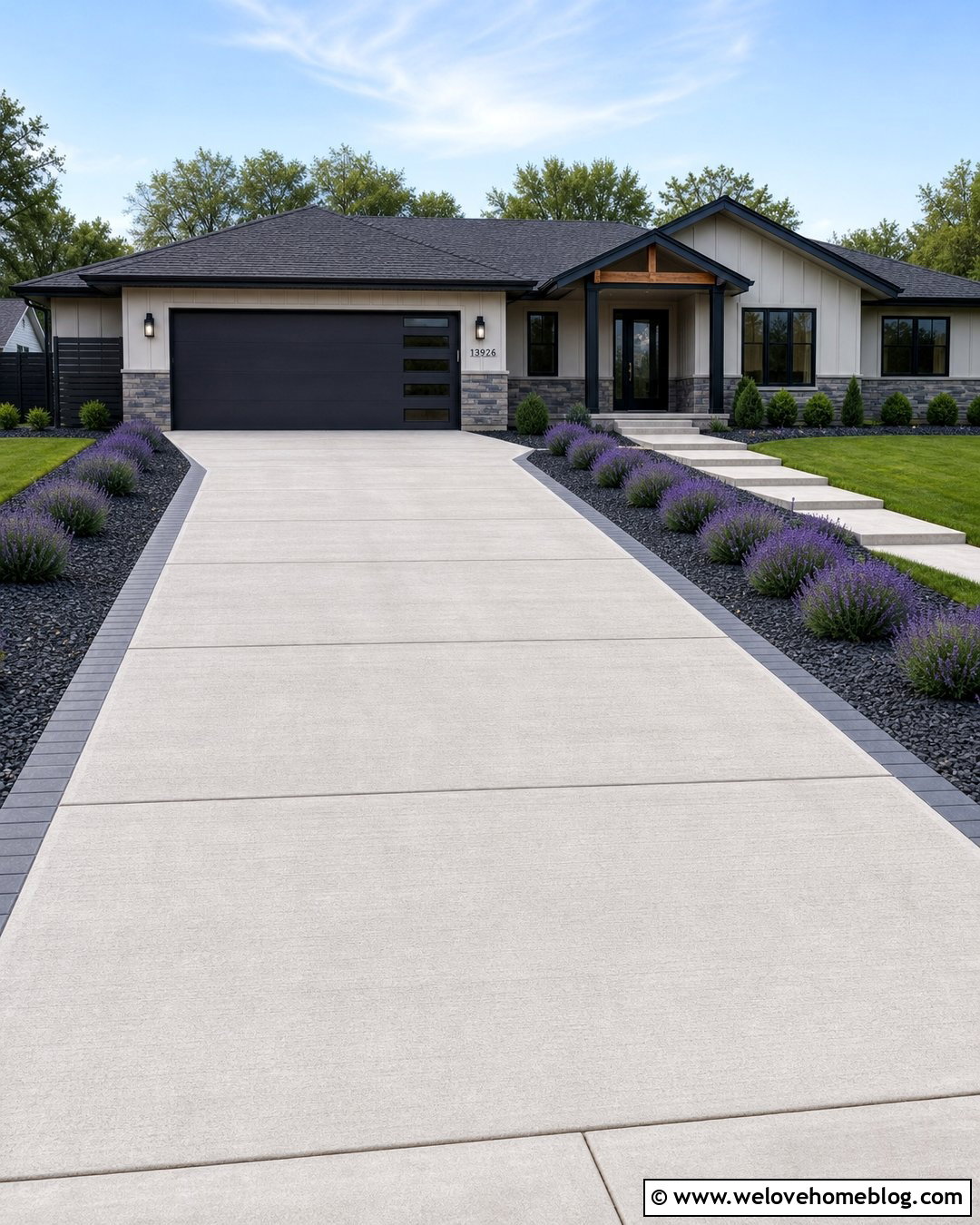 Concrete Driveway With Lavender Edging - 20 lavendar border driveway ideas