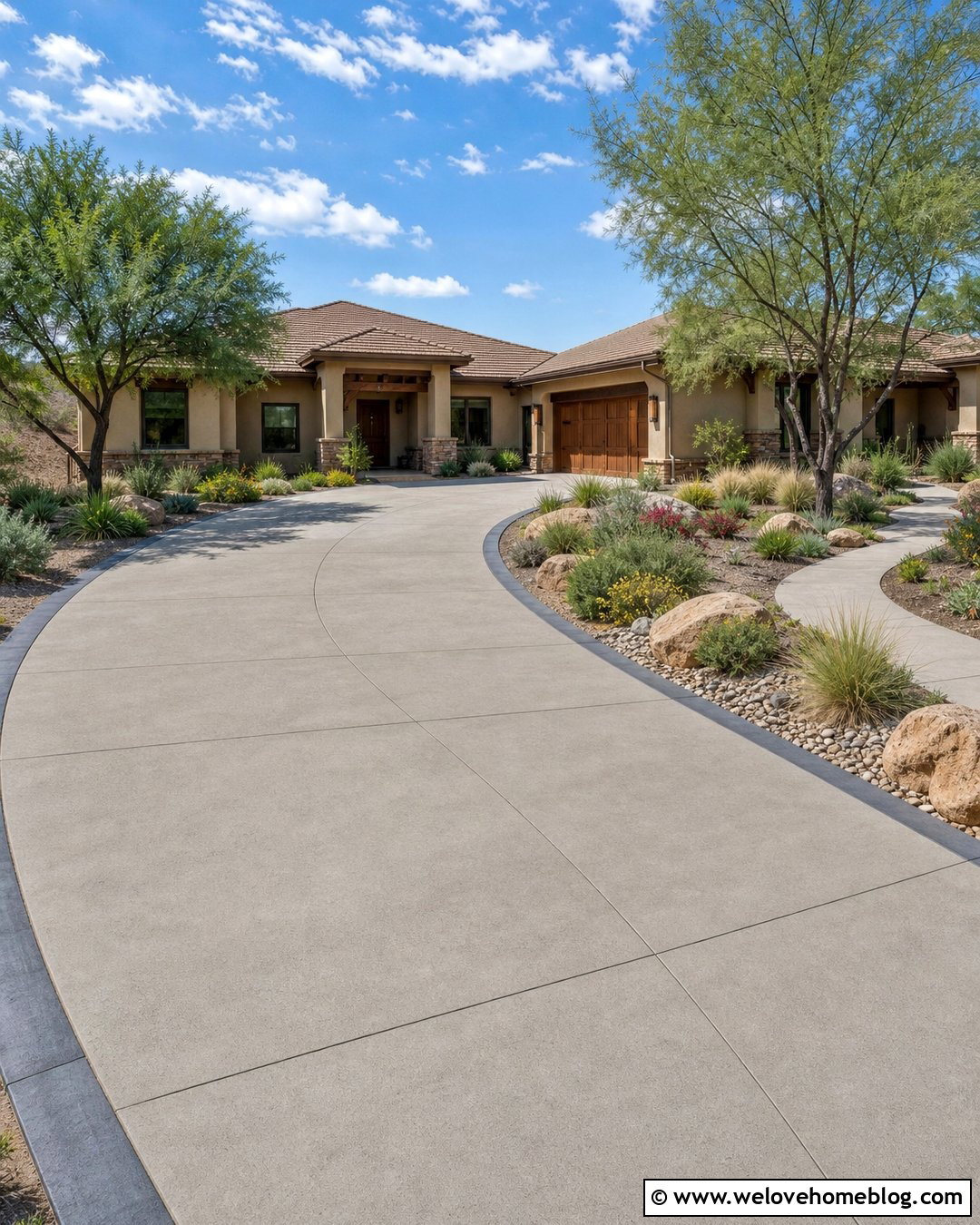 Concrete Driveway With Low Maintenance Landscaping - 20 concrete driveway plans ideas