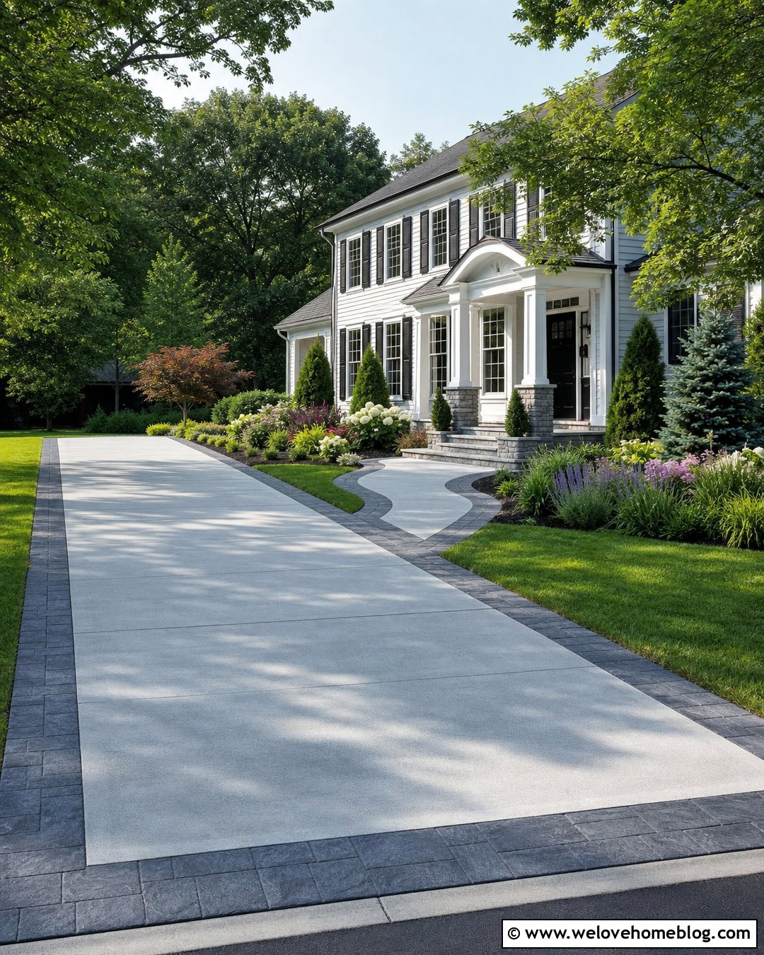 Concrete Driveway With Matching Walkway Frame - 20 Picture Frame Concrete Driveway Ideas