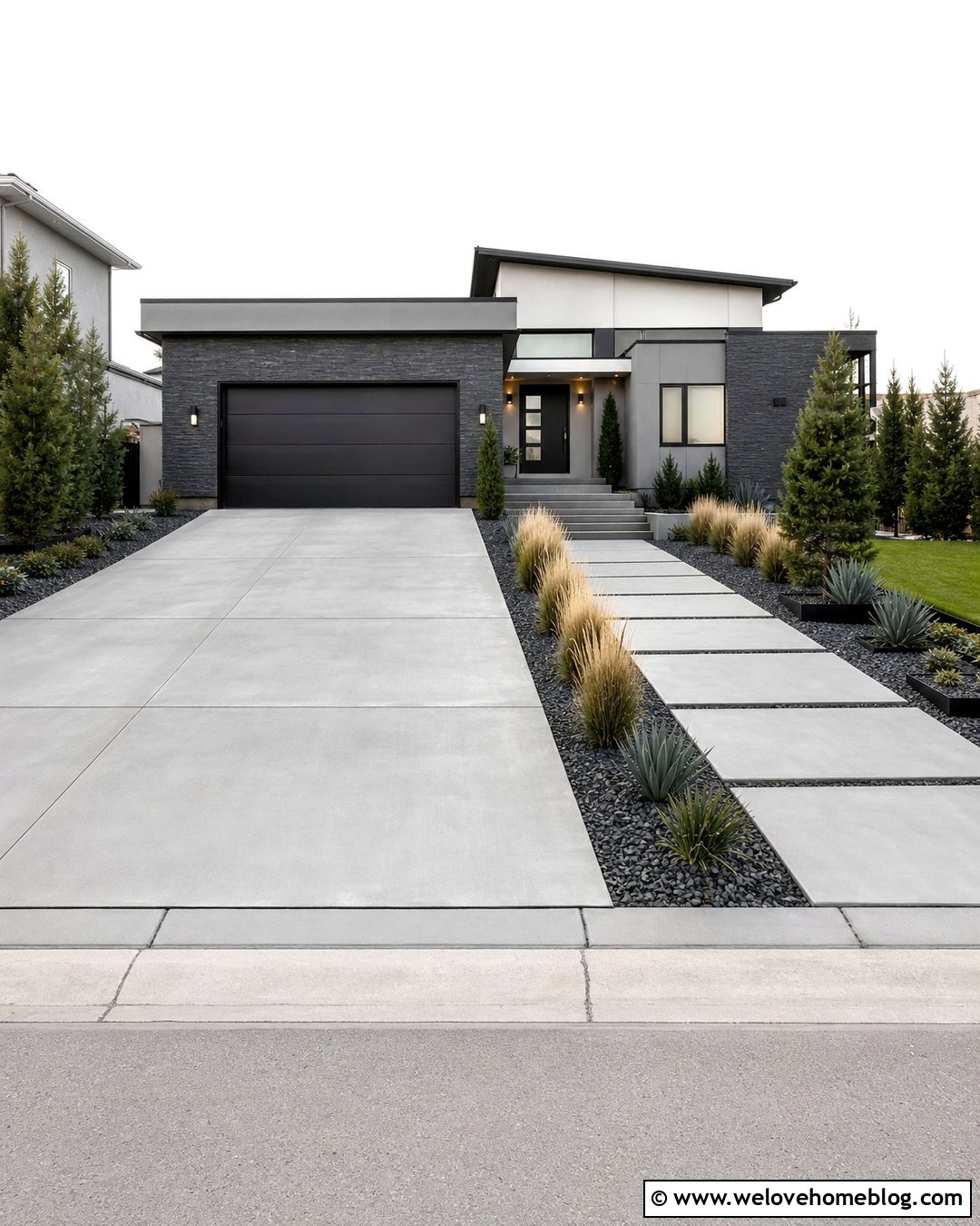 Concrete Driveway With Modern Front Garden - 40 driveway front garden ideas