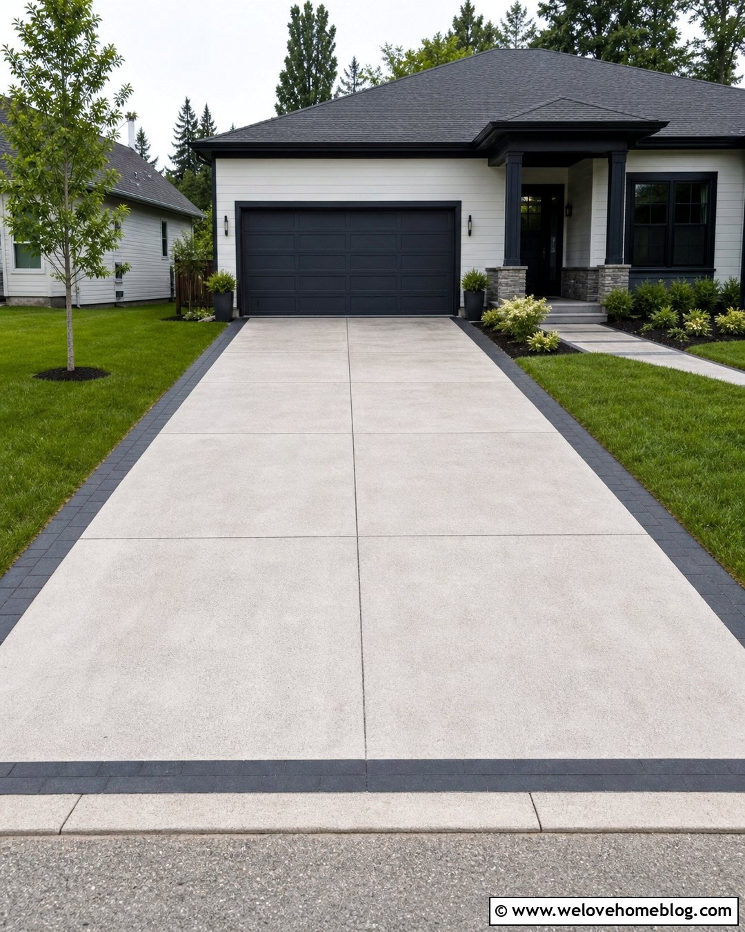 Concrete Driveway With Painted Border - 35 cheap driveway ideas