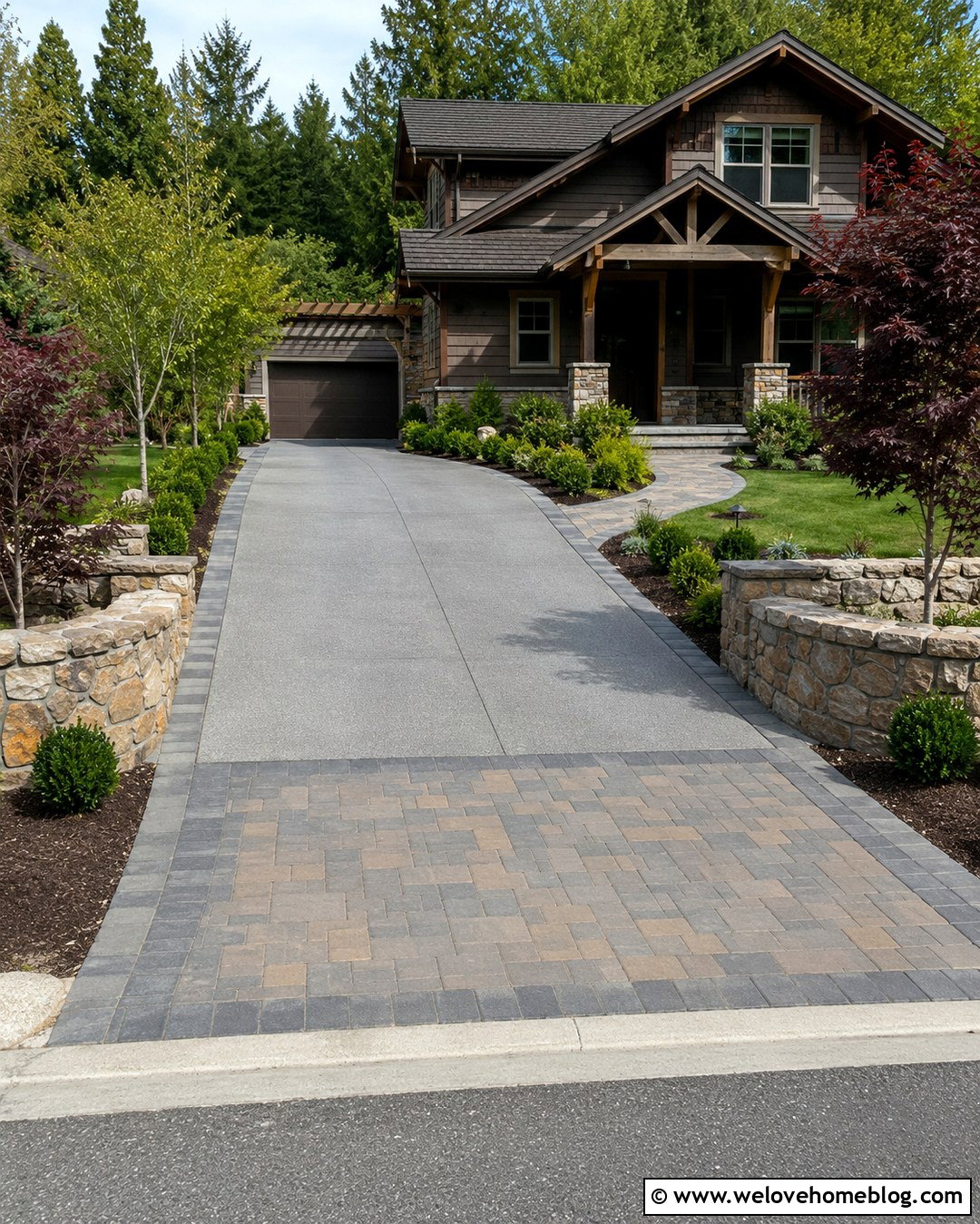 Concrete Driveway With Paver Apron - 20 Dream House Driveway Ideas