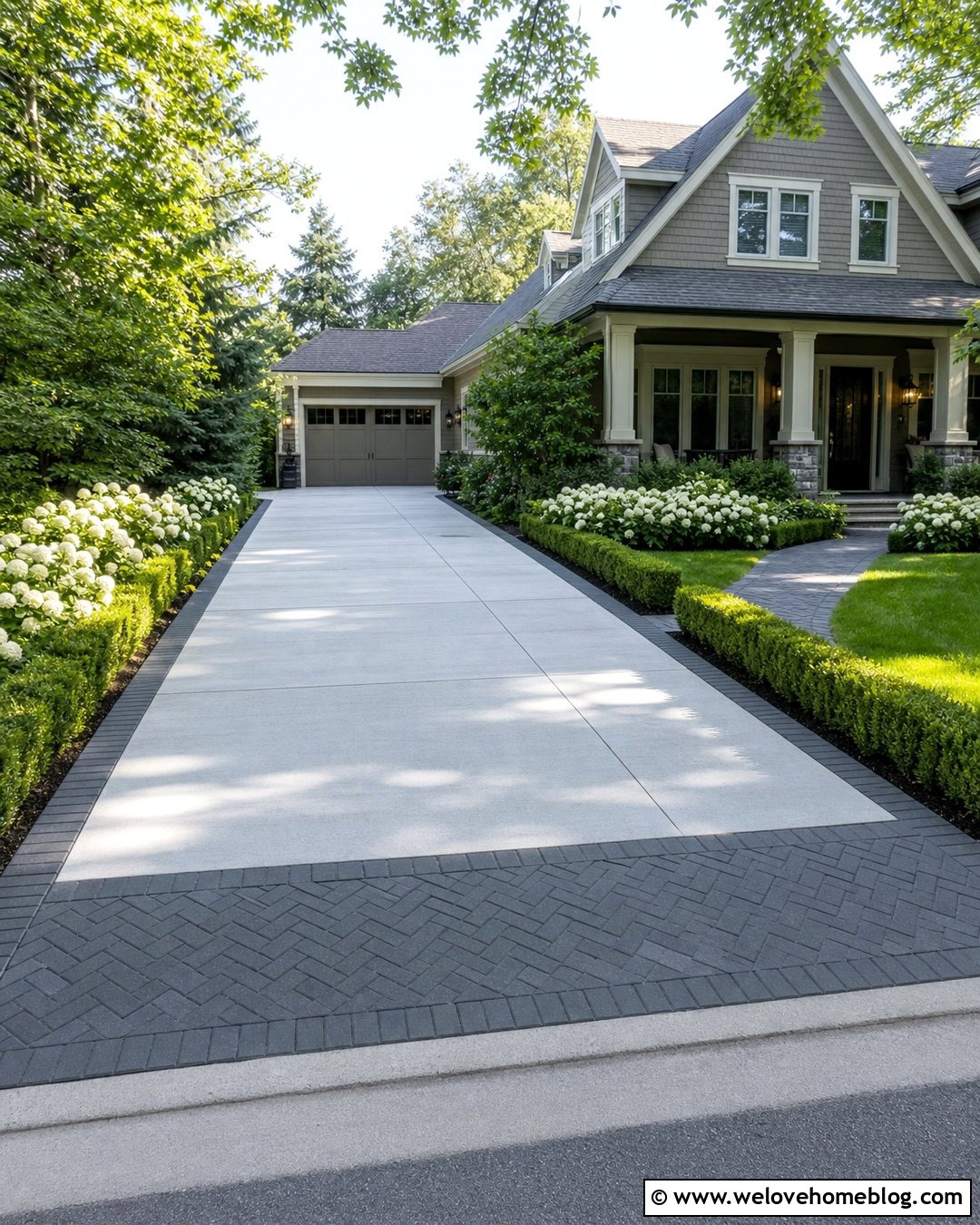 Concrete Driveway With Paver Apron - 20 New Concrete Driveway Ideas