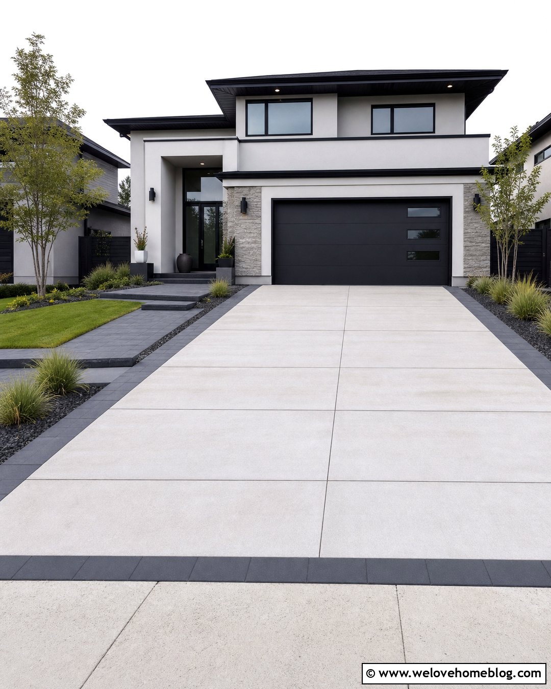 Concrete Driveway With Paver Edging - 35 driveway edging ideas
