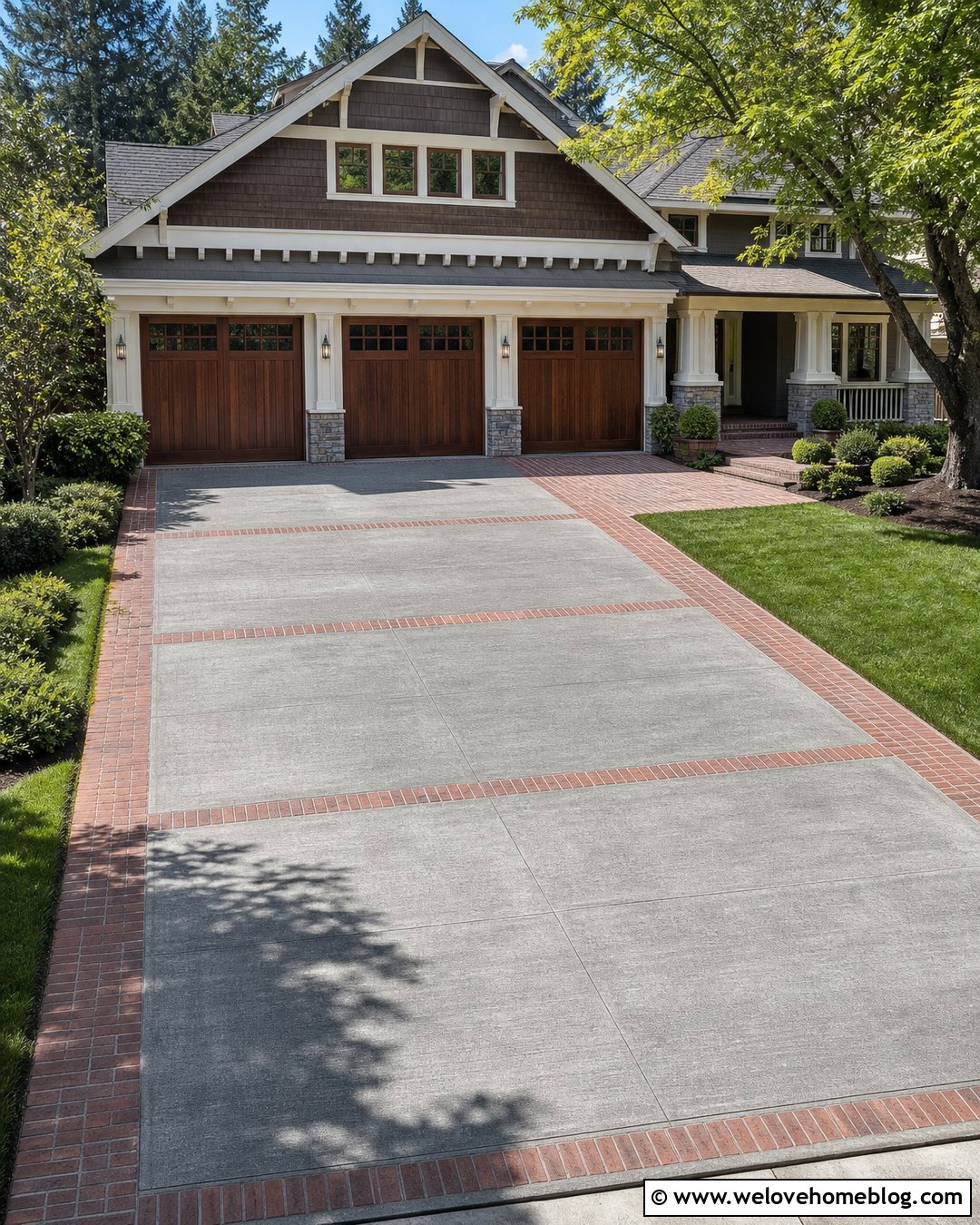 Concrete Driveway With Paver Parking Bay Divider
