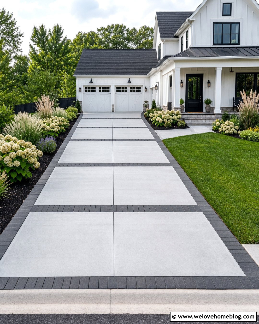 Concrete Driveway With Paver Ribbons - 40 driveway paving ideas