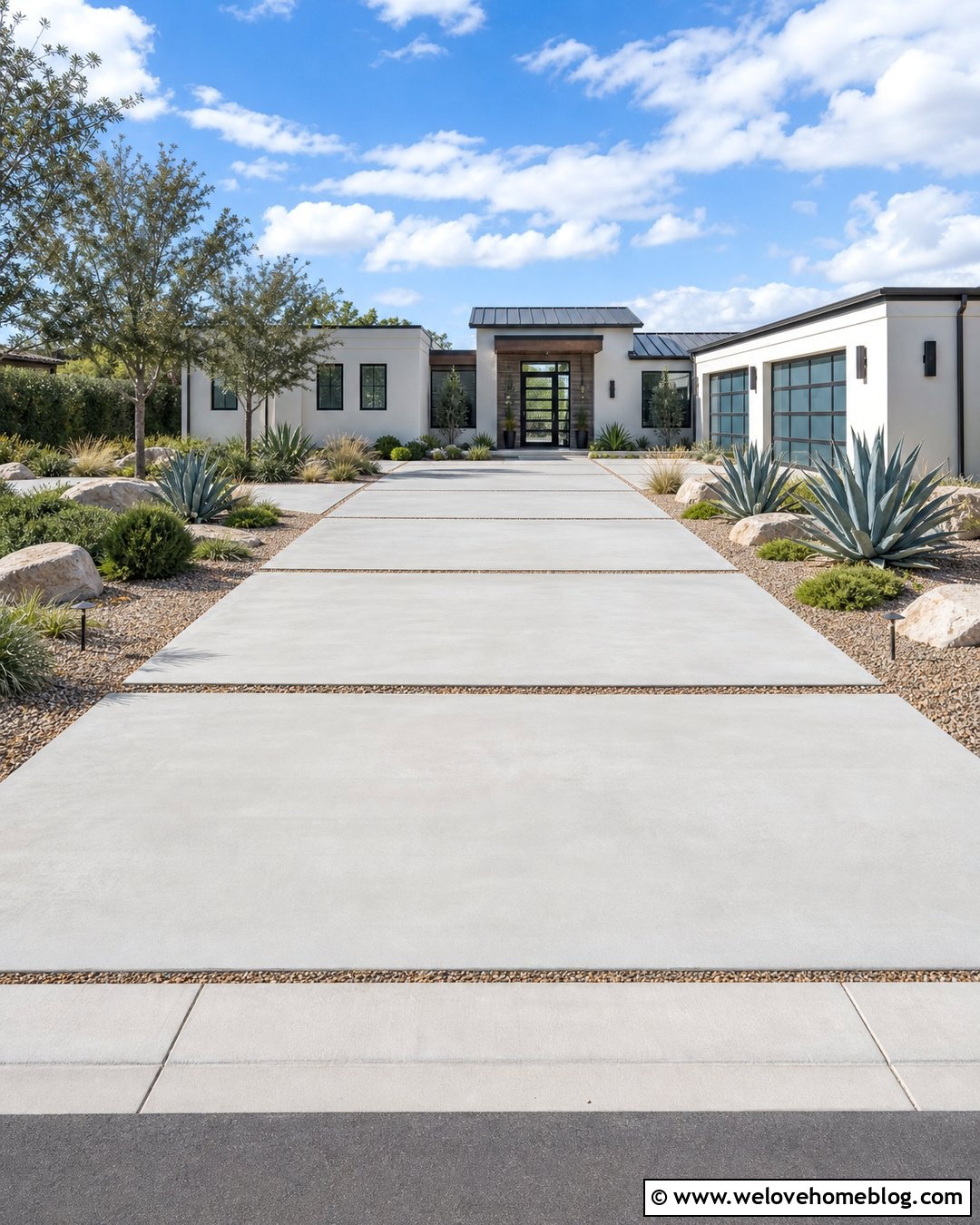 Concrete Driveway With Pea Gravel Joints - 25 Driveway Concrete Ideas