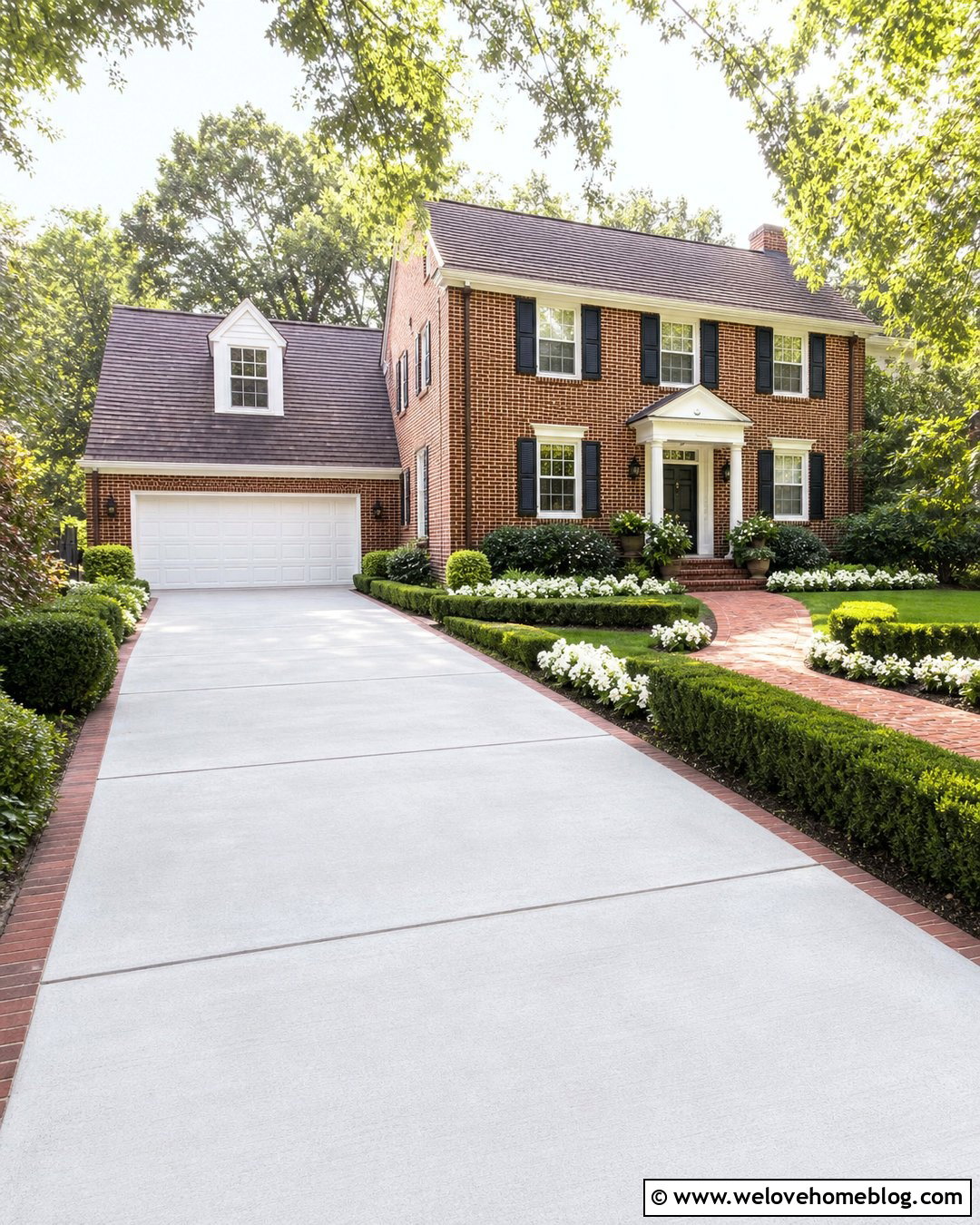 Concrete Driveway With Red Brick Soldier Course Edging - 20 red brick driveway edging ideas