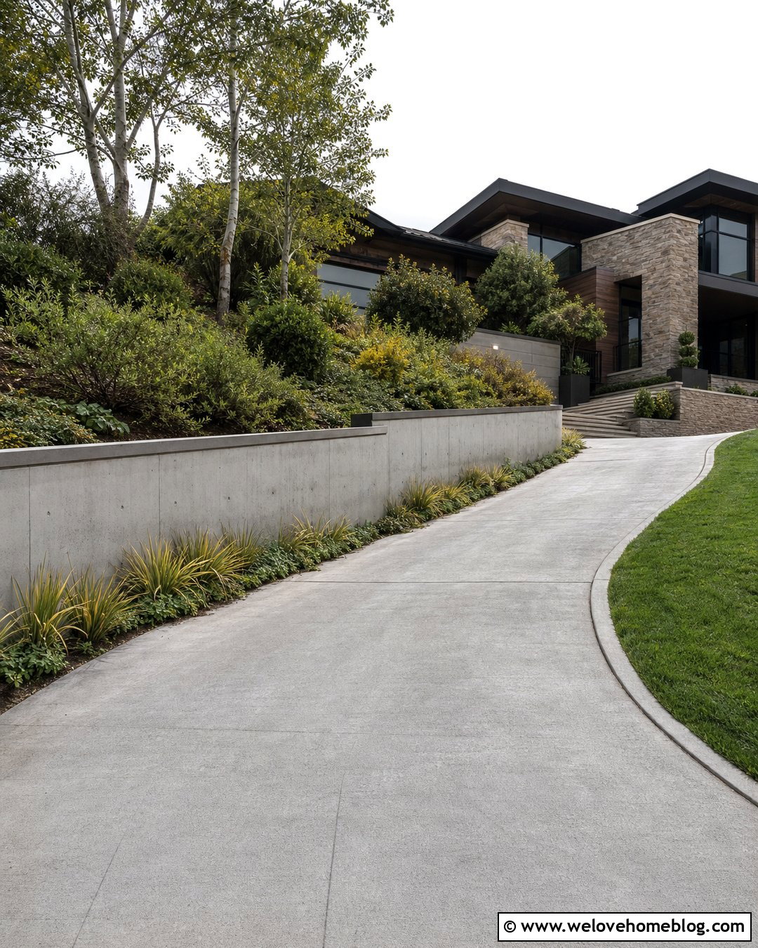 Concrete Driveway With Retaining Wall - 25 Driveways Concrete Ideas