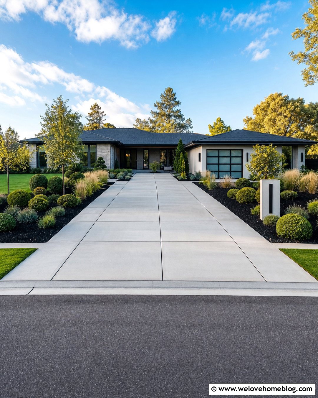 Concrete Driveway With Saw Cut Squares - 40 driveway on a budget ideas