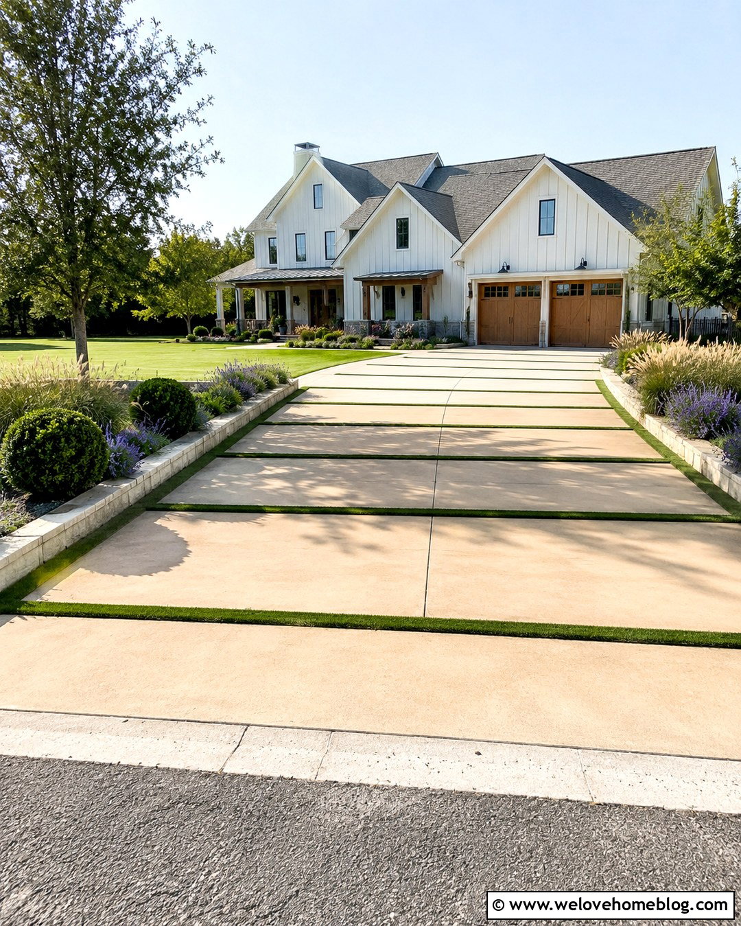 Concrete Driveway With Wide Grass Bands - 20 concrete driveway with grass inlay ideas