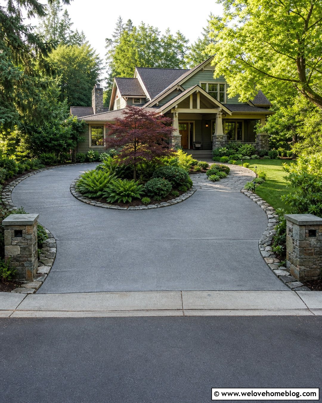 Concrete Half Circle Driveway With Craftsman Landscaping - 40 half circle driveway landscaping ideas