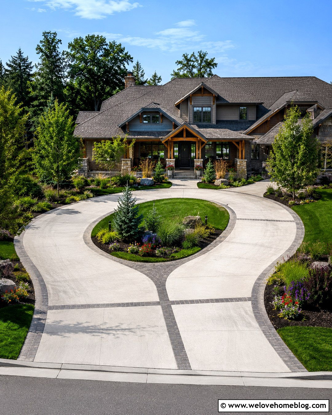 Concrete Horseshoe Pull Through Driveway - 20 Pull Through Driveway Ideas