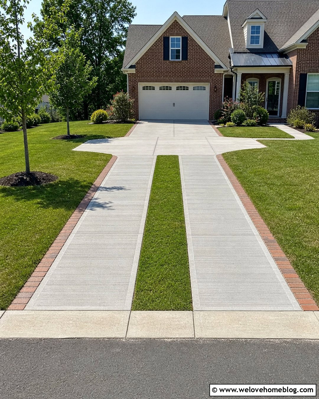 Concrete Parking Strips With Lawn Center - 20 Driveway Alternatives Cheap Ideas