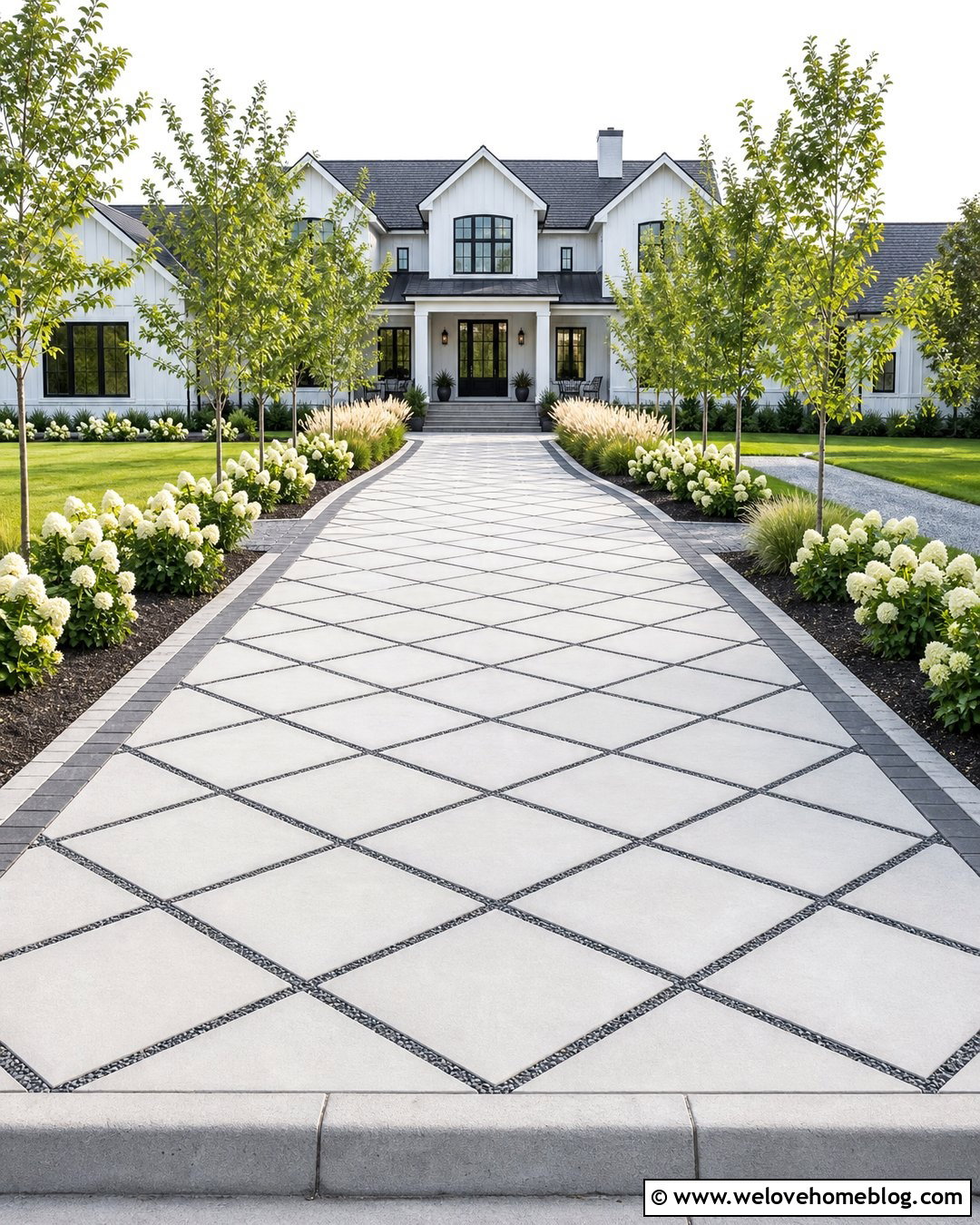 Concrete Paver Diamond Driveway With Gravel Joints - 20 Diamond Driveway Pattern Ideas