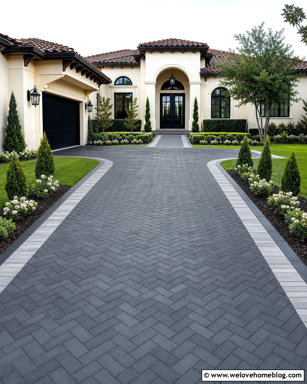 Concrete Paver Driveway In Herringbone Pattern - 20 How To Build A Driveway Ideas