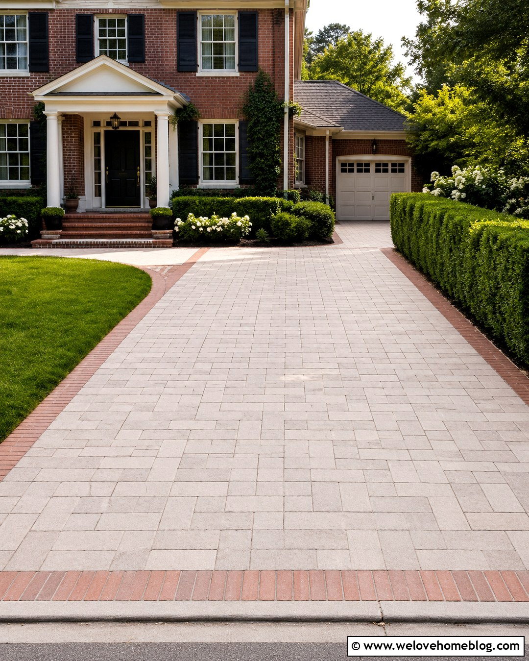 Concrete Paver Driveway With Brick Border - 20 Concrete Paver Driveway Ideas