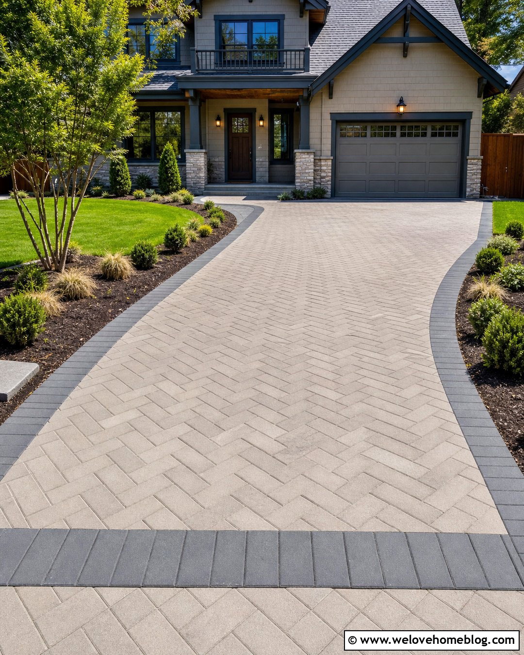 Concrete Paver Driveway With Charcoal Border - 20 driveway surfacing ideas