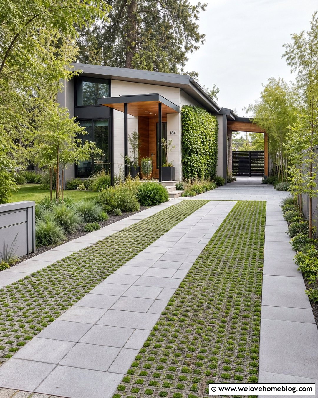 Concrete Paver Driveway With Grass Grid - 45 Driveway Design Ideas